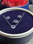 Blue Diamond Pendant Jewelry Set – Sterling Silver