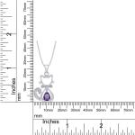 Cat Kitty Pendant 18" Necklace Simulated Birthstone 14K White Gold Plated Silver