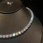 5MM Simulated Round Cut Stone Women's Tennis Necklace 14K White Gold Plated