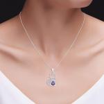 Cat Kitty Pendant 18" Necklace Simulated Birthstone 14K White Gold Plated Silver