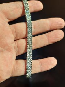 30CT Simulated Diamond Double Row Tennis Bracelet 925 Sterling Silver 7" Sparkly