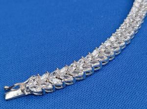 White Diamond 7.5" Tennis Bracelet Sim Marquise Cut CZ 925 Sterling Silver - JTV