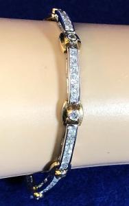 Gold Silver CZ Tennis Bracelet 2 Tone Simulated Diamonds Station 7.5" HSN 3361