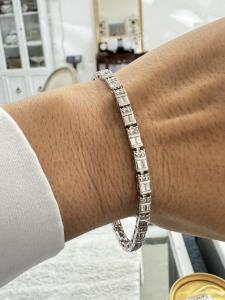Women’s Diamond Tennis Bracelet Square Sterling Silver Natural Diamond jewelry