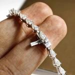 Pear Cut Simulated Diamond Tennis Bracelet in Silver