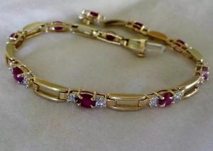 8 CT Oval Cut Ruby & Diamond Tennis Bracelet