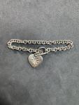 Sterling Silver Diamond Heart Charm Bracelet