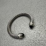 David Yurman Silver Cable Bracelet with Green Stone