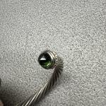David Yurman Silver Cable Bracelet with Green Stone