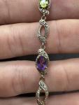 Vintage Sterling Silver Multi-Gemstone Tennis Bracelet