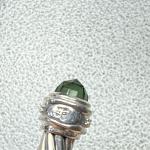 David Yurman Silver Cable Bracelet with Green Stone