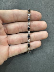 Sterling Silver Sapphire and Diamond Tennis Bracelet