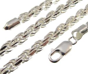 6MM 925 Sterling Silver Diamond Cut Rope Chain