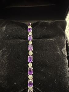 Sterling Silver Amethyst Diamond 15 Carat Bracelet
