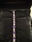 Sterling Silver Amethyst Diamond 15 Carat Bracelet