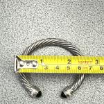 David Yurman Silver Cable Bracelet with Green Stone