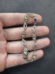Vintage Sterling Silver Multi-Gemstone Tennis Bracelet