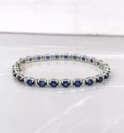 8 CT Oval Simulated Sapphire & Diamond Tennis Bracelet