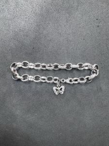 Diamond Butterfly Chain Bracelet in Sterling Silver