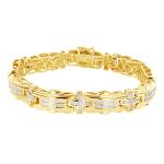 Men's Real Diamond Cross Bracelet in Sterling Silver