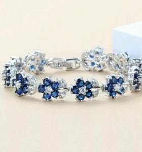 15 CT Simulated Sapphire Flower Tennis Bracelet