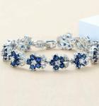 15 CT Simulated Sapphire Flower Tennis Bracelet