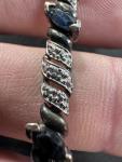 Vintage Sterling Silver Sapphire Diamond Tennis Bracelet