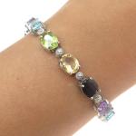 Vintage Multi-Gem Diamond Accent Tennis Bracelet