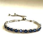 Blue Stone Diamond Tennis Bracelet in Sterling Silver