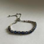 Blue Stone Diamond Tennis Bracelet in Sterling Silver