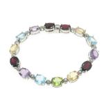 Vintage Multi-Gem Diamond Accent Tennis Bracelet