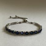 Blue Stone Diamond Tennis Bracelet in Sterling Silver