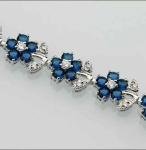 15 CT Simulated Sapphire Flower Tennis Bracelet
