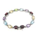 Vintage Multi-Gem Diamond Accent Tennis Bracelet