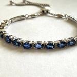 Blue Stone Diamond Tennis Bracelet in Sterling Silver