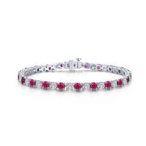 Lafonn Platinum Plated Red 11 CTW Tennis Bracelet