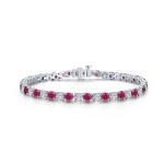 Lafonn Platinum Plated Red 11 CTW Tennis Bracelet