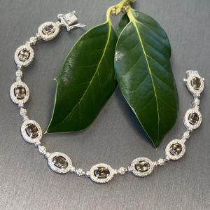 Signed Vintage Diamond Bracelet in Sterling Silver