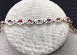 8CT Marquise Ruby & Diamond Tennis Bracelet