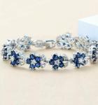 15 CT Simulated Sapphire Flower Tennis Bracelet