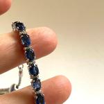 Blue Stone Diamond Tennis Bracelet in Sterling Silver