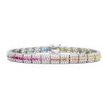 Rainbow Multi-Gemstone Tennis Bracelet in Silver
