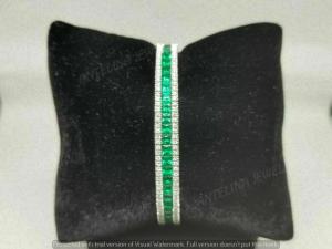Emerald and Diamond Cuff Bracelet in 14K White Gold