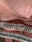 Princess Emerald and CZ Tennis Bracelet in White Gold