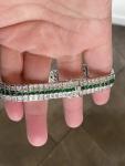 Princess Emerald and CZ Tennis Bracelet in White Gold