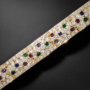 Multicolor 13Ctw Diamond Bracelet in 14K Gold