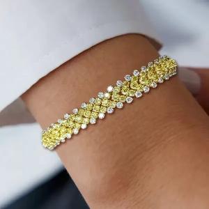 Yellow Sapphire and Diamond Tennis Bracelet in 14K Gold