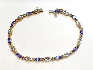 14K Yellow Gold Oval Tanzanite Diamond Bracelet