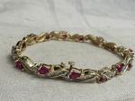14K Yellow Gold Diamond Tennis Bracelet with Ruby