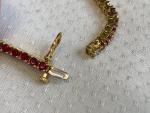 14K Gold Diamond Bracelet with Ruby Stones 7